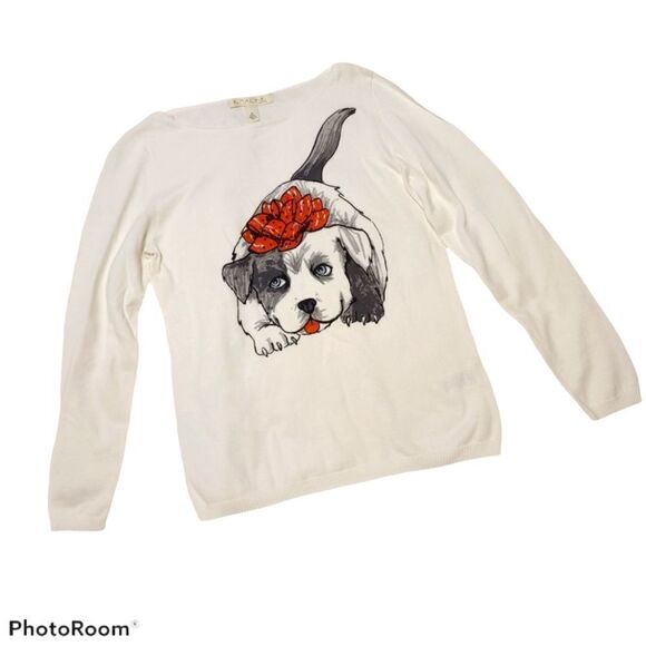 Dog with Bow Sweater Petite Small - Picture 1 of 5